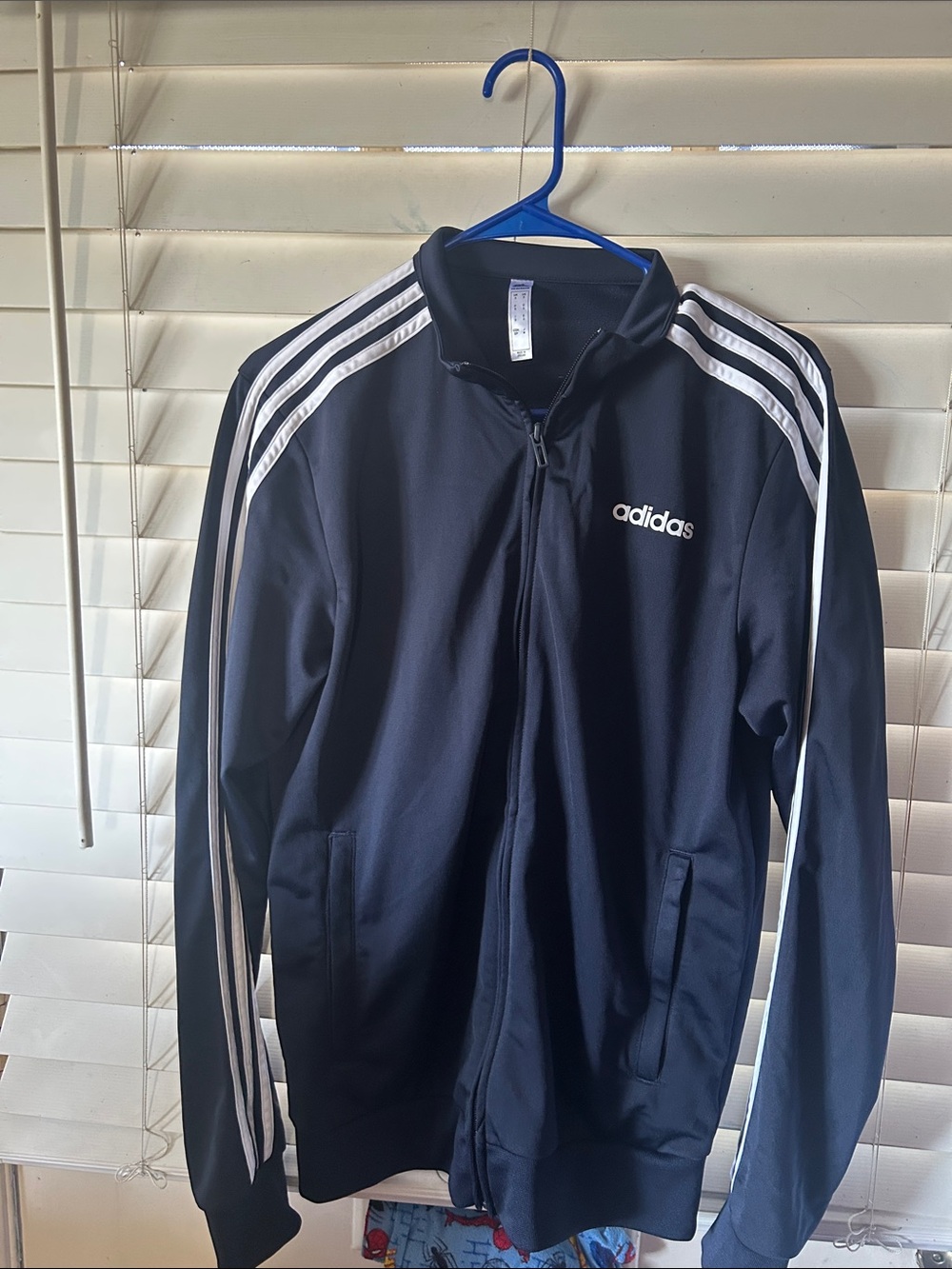 adidas Navy Jacket with White Three-Stripe Detail
